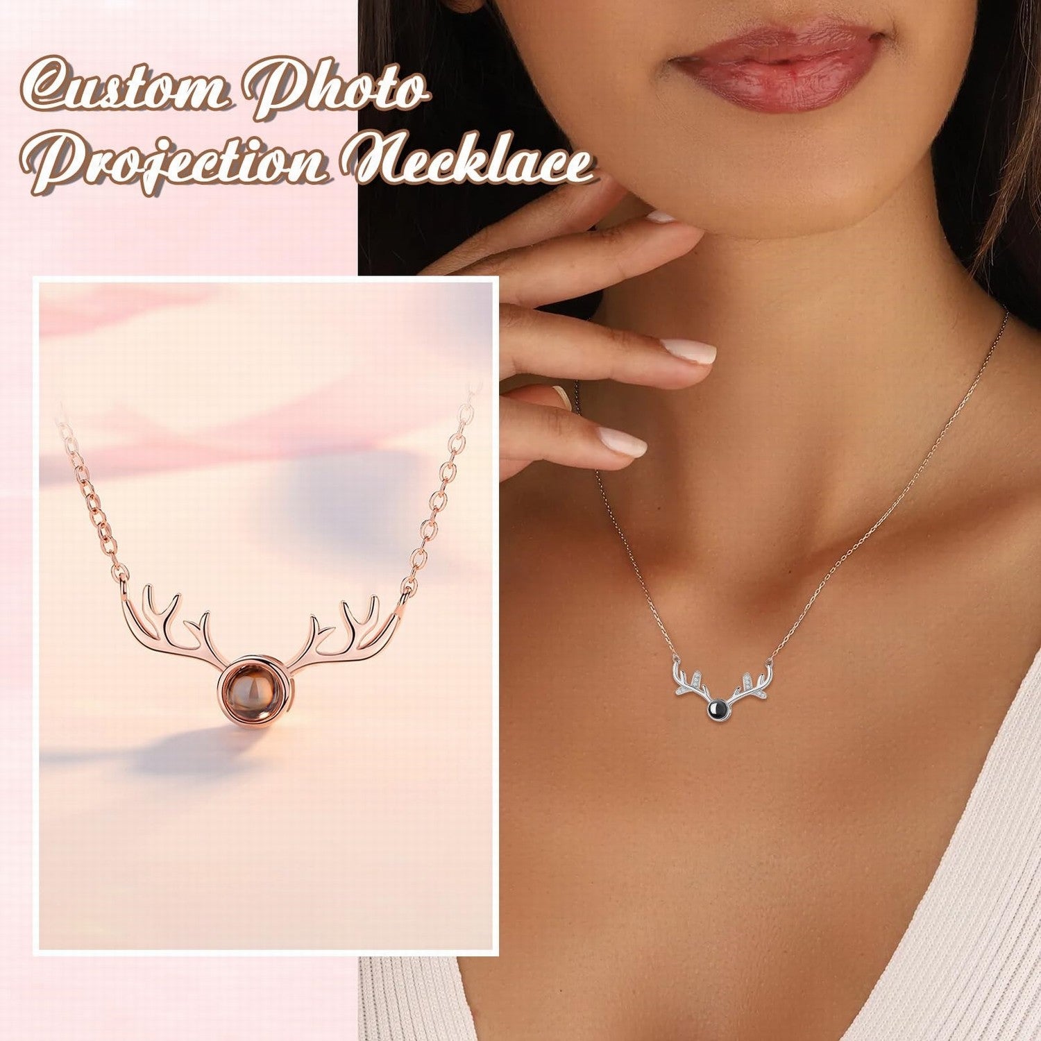 Angle Wing Photo Projection Necklace, Personalized Photo Necklace, Memorial Photo Pendant, Gift for Her, Mom Necklace, Valentine Day Gift