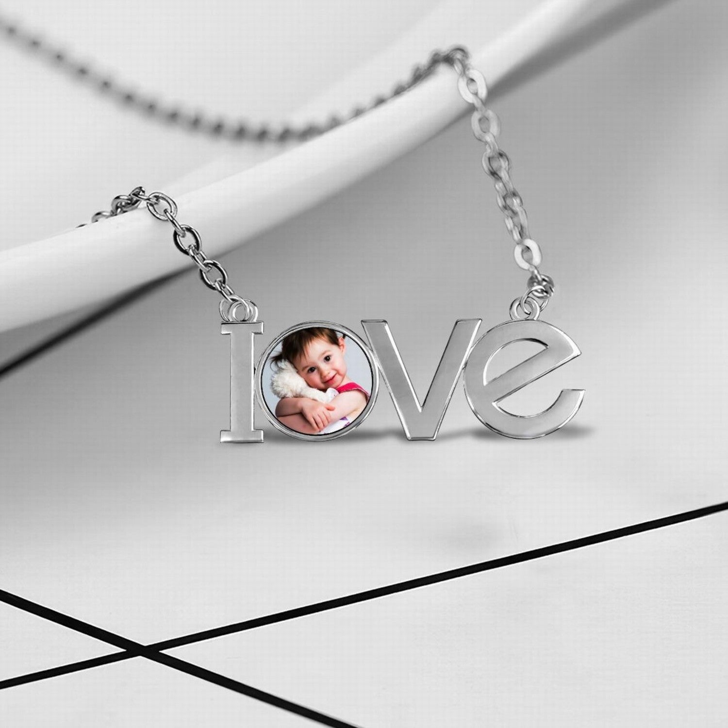 Brass Heart Locket Necklace with Couples Photos For Women